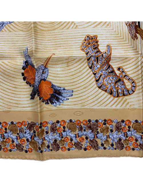 CARTIER clock print silk square scarf
