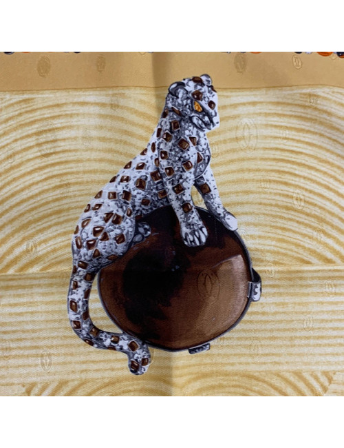 Foulard CARTIER Horloge Bijoux animaux en soie or