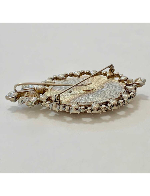 Broche Lyre DIOR en strass et résine orange