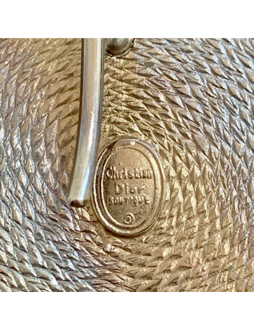 Broche Lyre DIOR en strass et résine orange