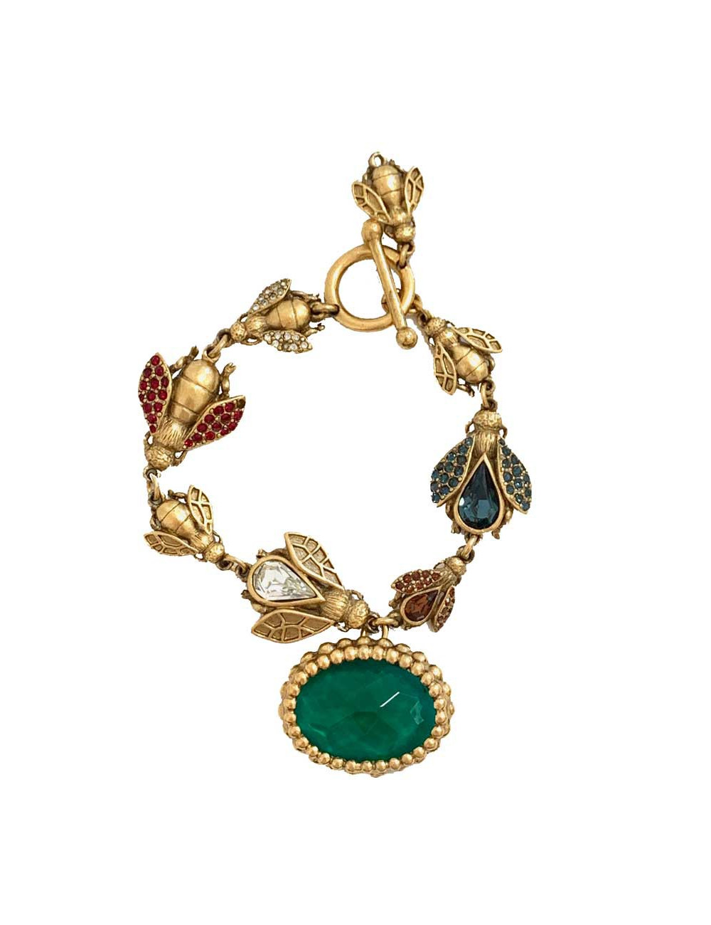 Bracelet Abeille doré en métal non signé 