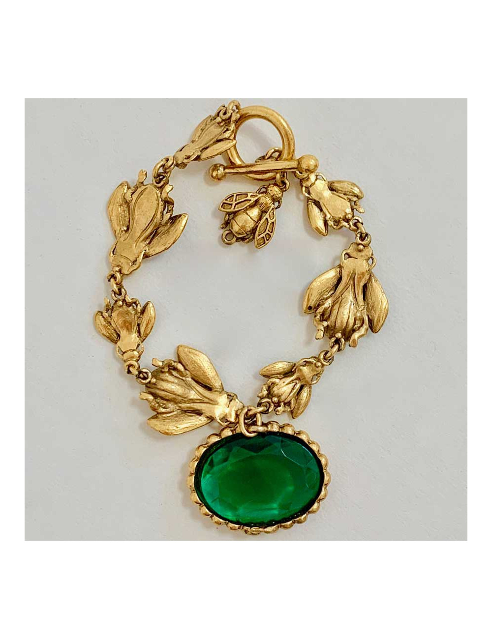 Bracelet Abeille doré en métal non signé 