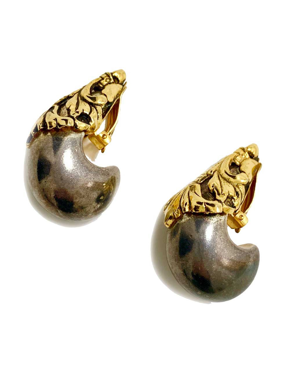 Boucles d'oreille clips ISABEL CANOVAS gris canon de fusil