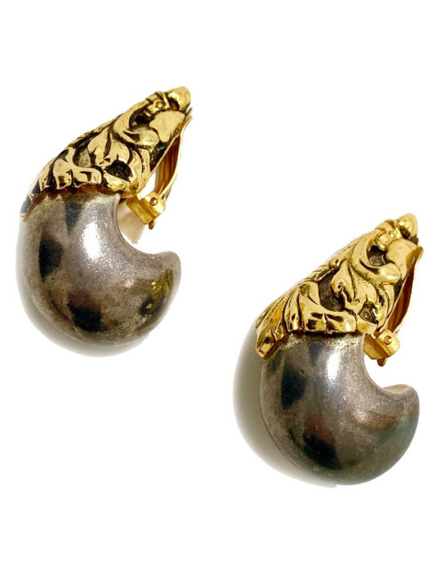 Boucles d'oreille clips ISABEL CANOVAS gris canon de fusil