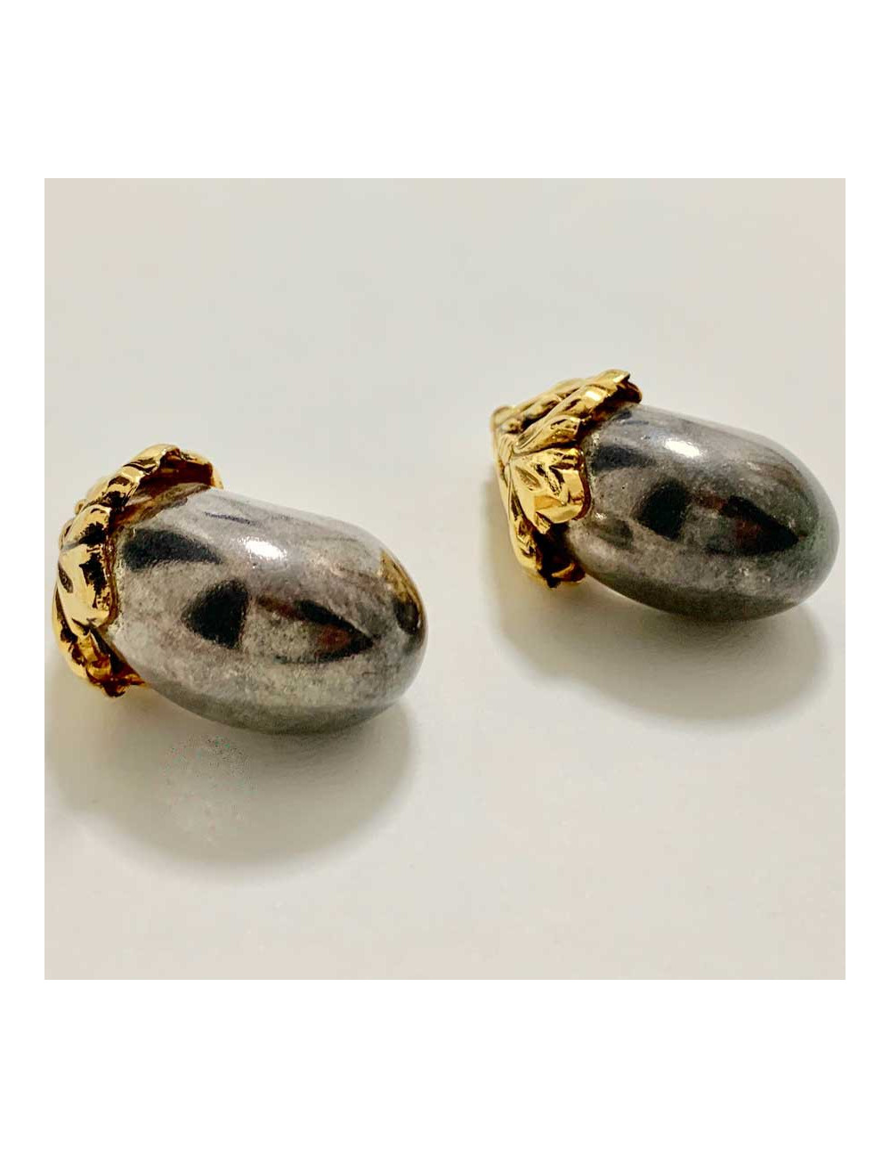 Boucles d'oreille clips ISABEL CANOVAS gris canon de fusil