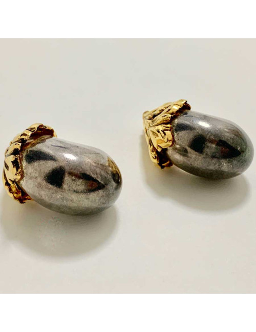 Boucles d'oreille clips ISABEL CANOVAS gris canon de fusil