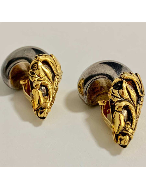 Boucles d'oreille clips ISABEL CANOVAS gris canon de fusil