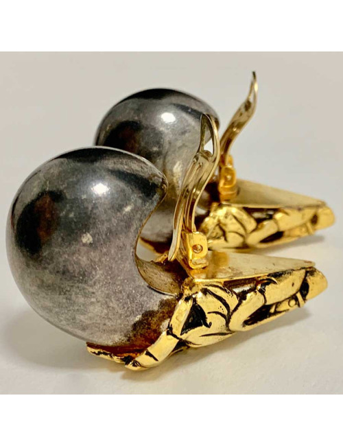 Boucles d'oreille clips ISABEL CANOVAS gris canon de fusil