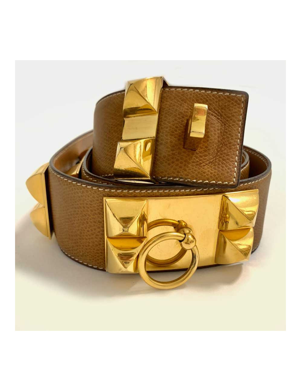 Ceinture Collier de chien HERMES cuir gold