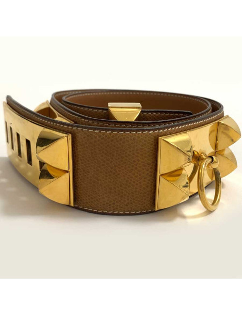 Ceinture Collier de chien HERMES cuir gold