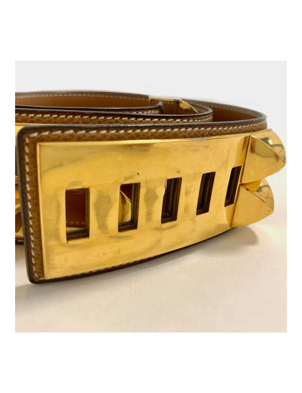 Ceinture Collier de chien HERMES cuir gold