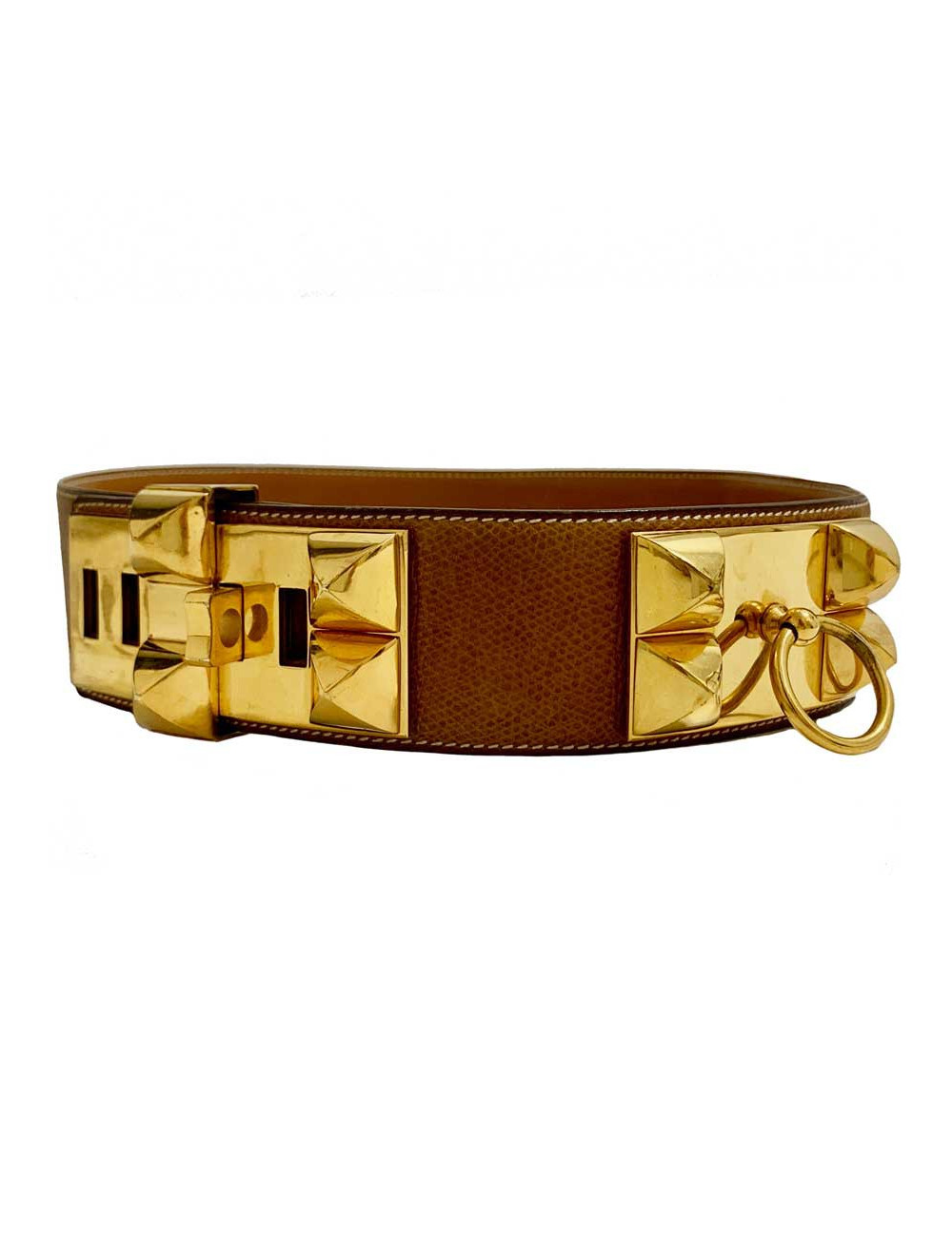 Ceinture Collier de chien HERMES cuir gold