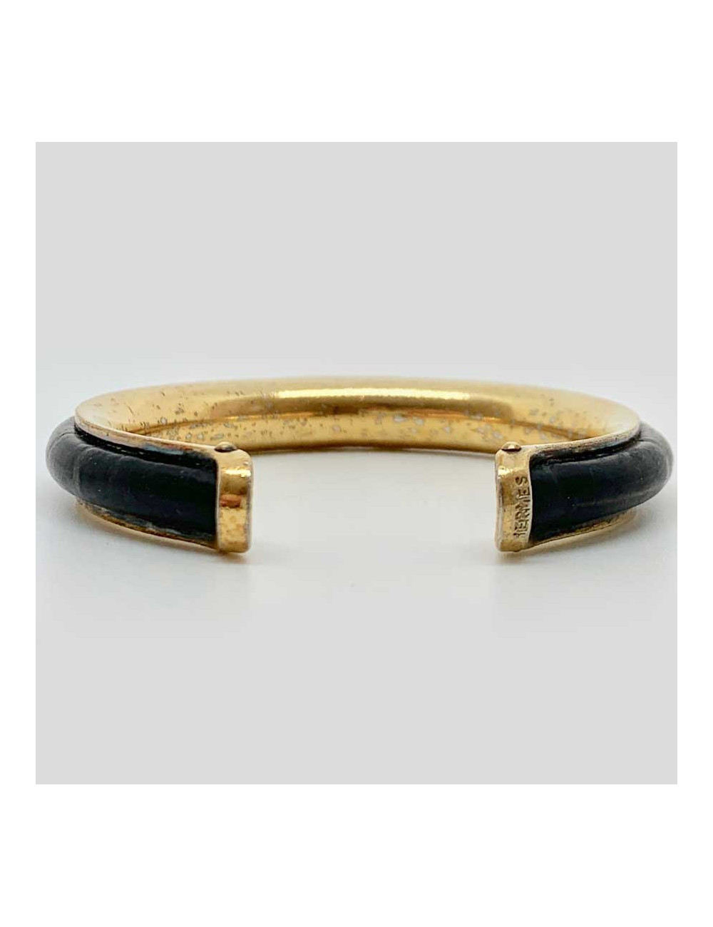 Bracelet HERMES laiton doré et cuir