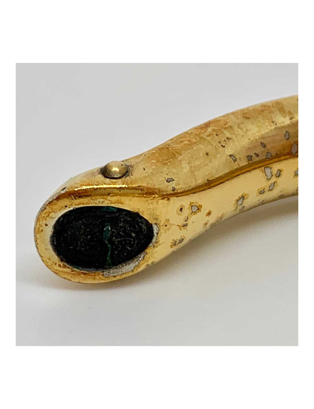 Bracelet vintage HERMES cuir noir laiton doré