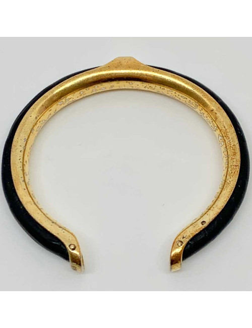 Bracelet HERMES laiton doré et cuir