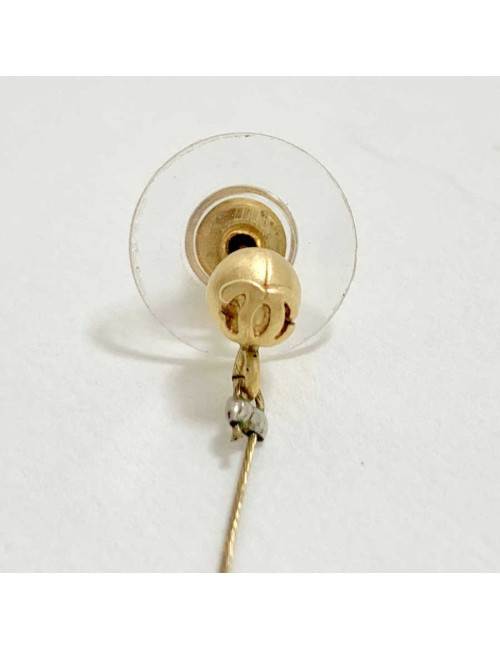 Boucles d'oreille CHANEL CC pendant couleur or mat