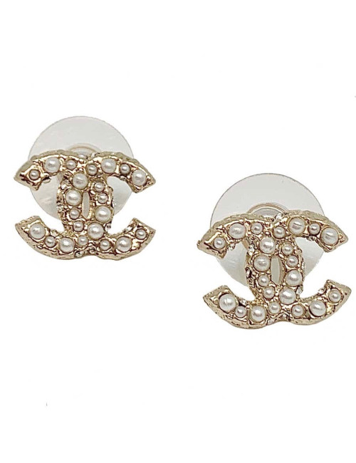 Clous CC CHANEL perle et strass