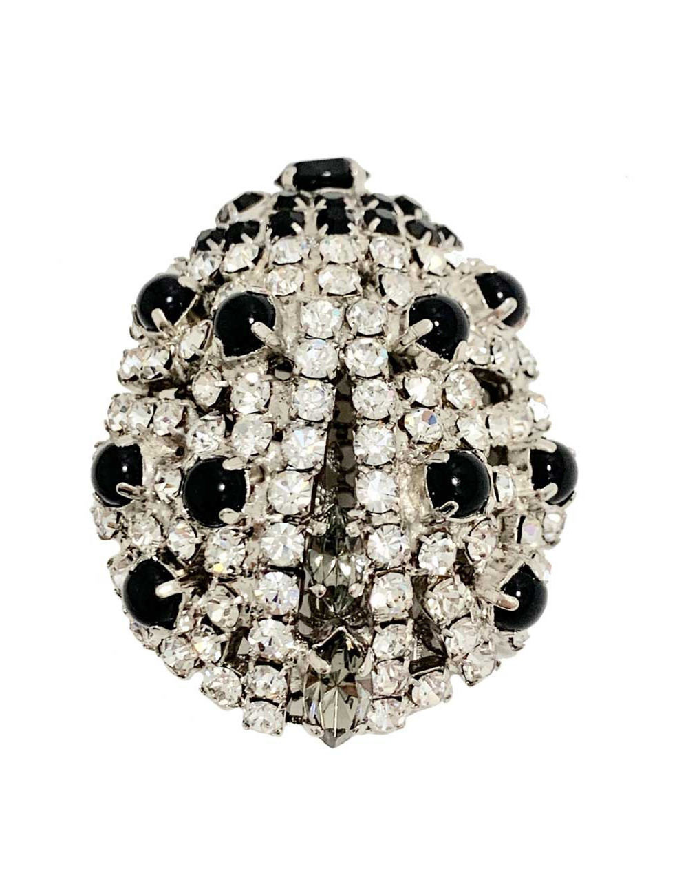 Broche COCCINELLE strass noir et transparent