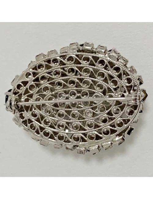 Broche COCCINELLE strass noir et transparent