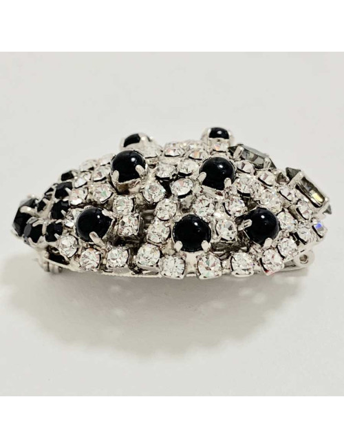 Broche COCCINELLE strass noir et transparent