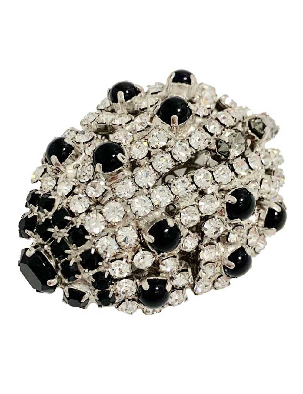 Broche COCCINELLE strass noir et transparent