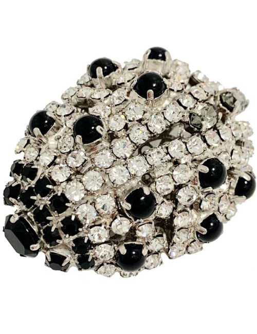 Broche COCCINELLE strass noir et transparent