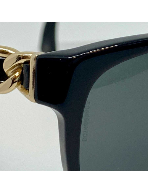 Lunettes CHANEL chaine et cuir noir et or