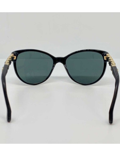 Lunettes CHANEL chaine et cuir noir et or