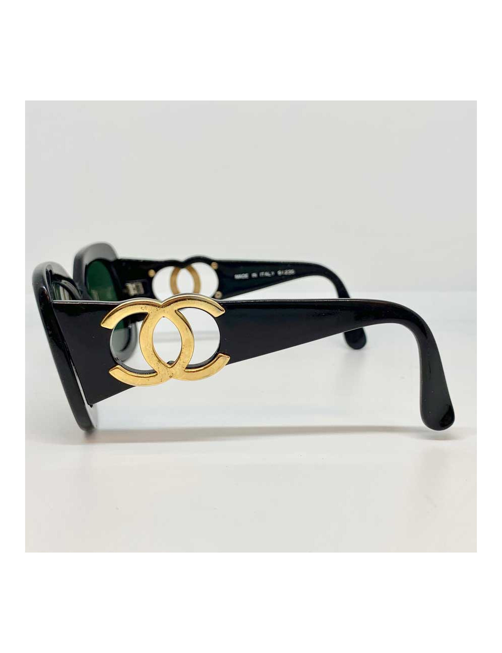 Lunettes CHANEL occasion CC doré et actétate noir