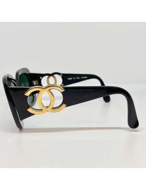 Lunettes CHANEL occasion CC doré et actétate noir