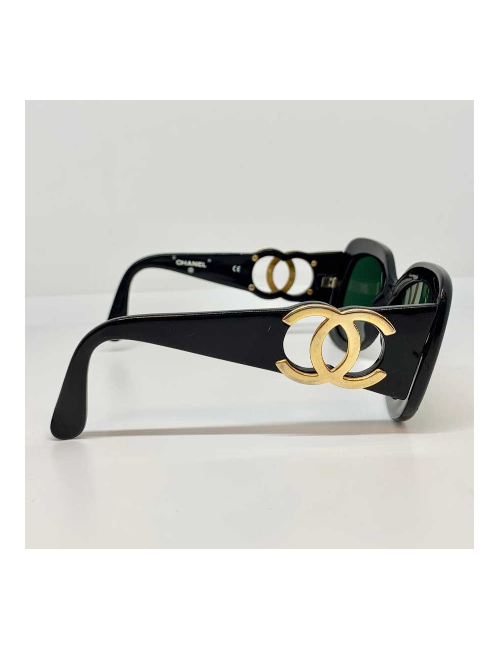 Lunettes CHANEL occasion CC doré et actétate noir