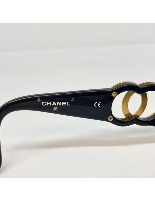 Lunettes CHANEL occasion CC doré et actétate noir