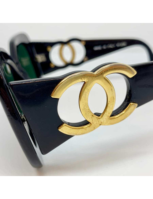 Lunettes CHANEL occasion CC doré et actétate noir