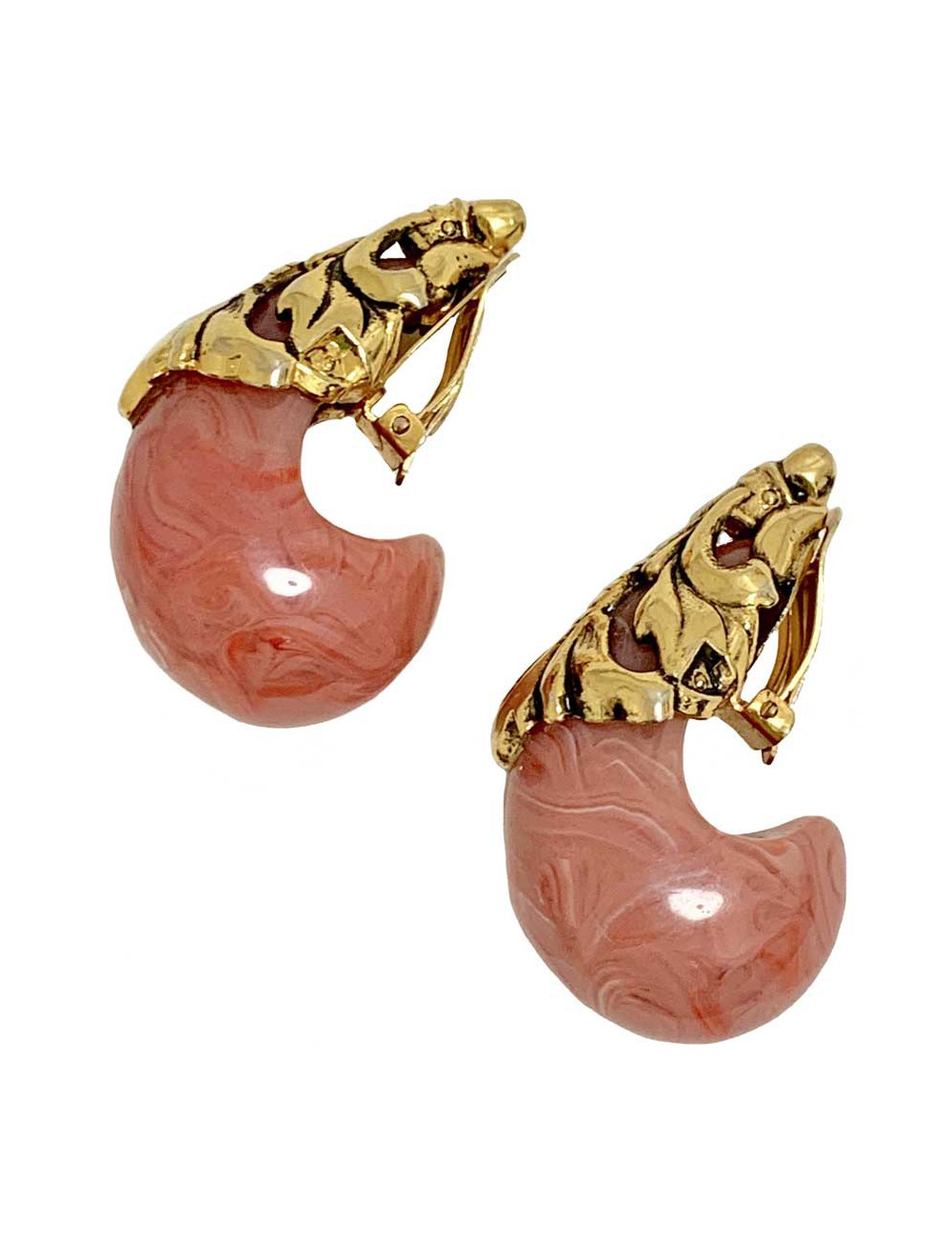 Clips ISABEL CANOVAS rose marbré 