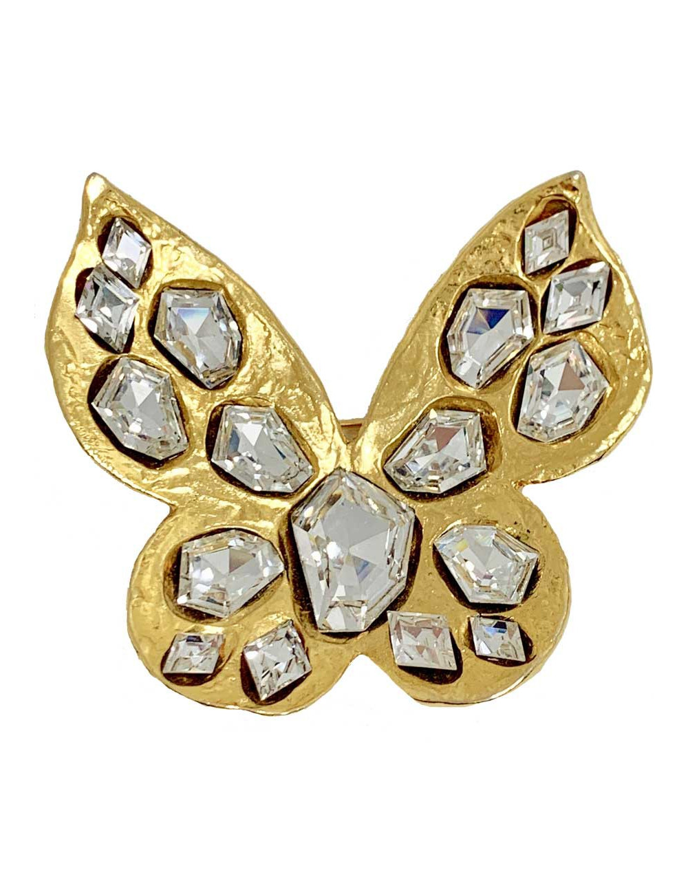 Broche Papillon SAINT LAURENT rive gauche strass et doré
