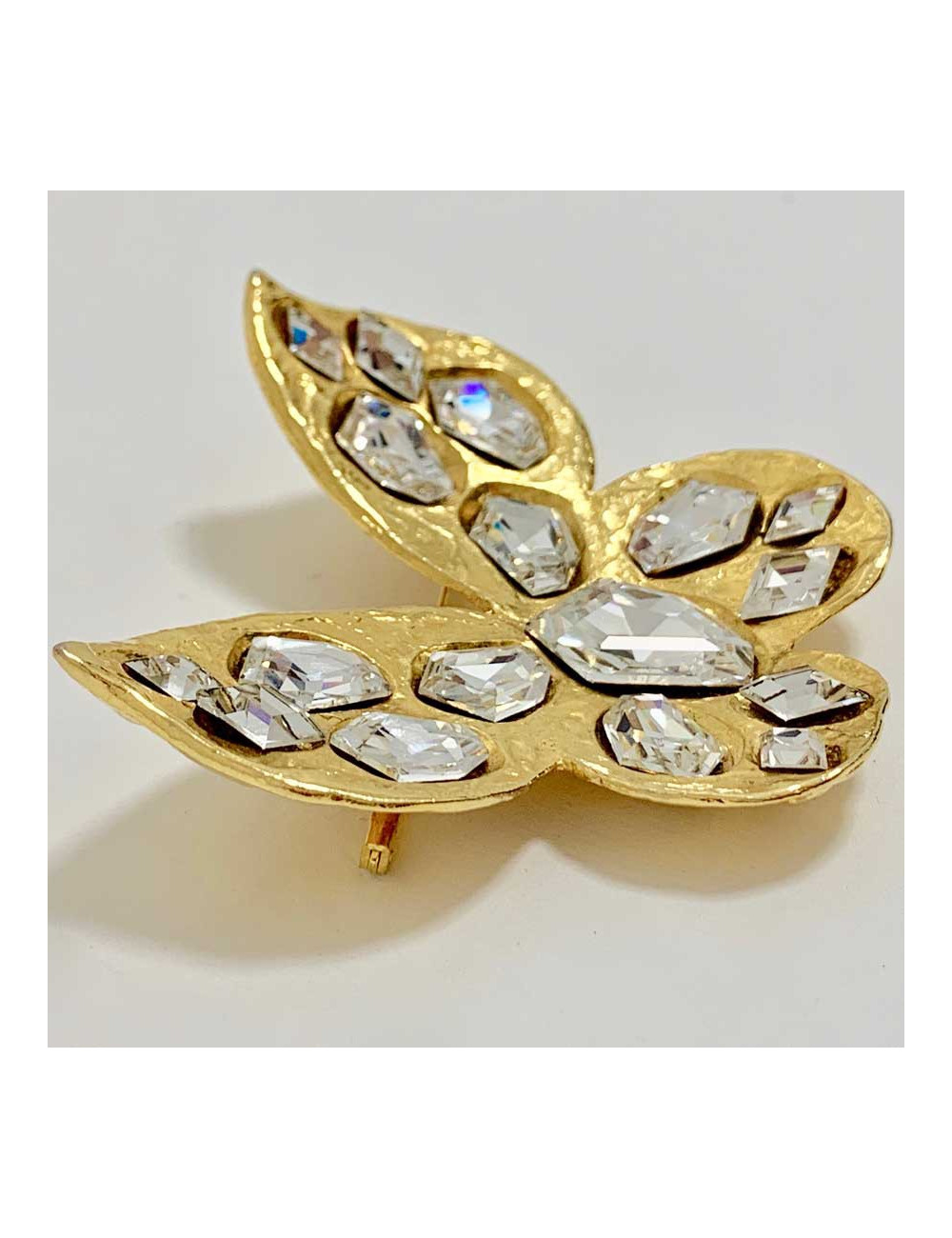 Broche Papillon SAINT LAURENT rive gauche strass et doré