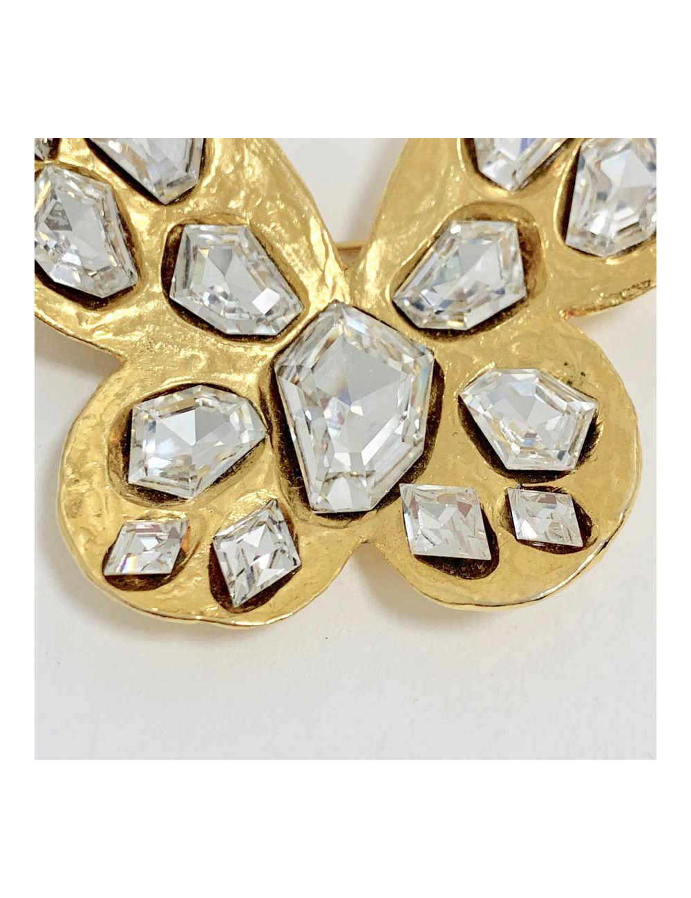 Broche Papillon SAINT LAURENT rive gauche strass et doré