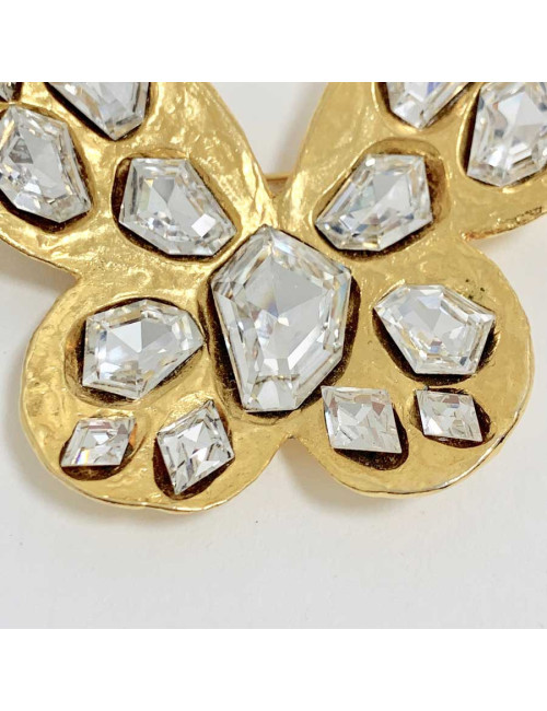 Broche Papillon SAINT LAURENT rive gauche strass et doré