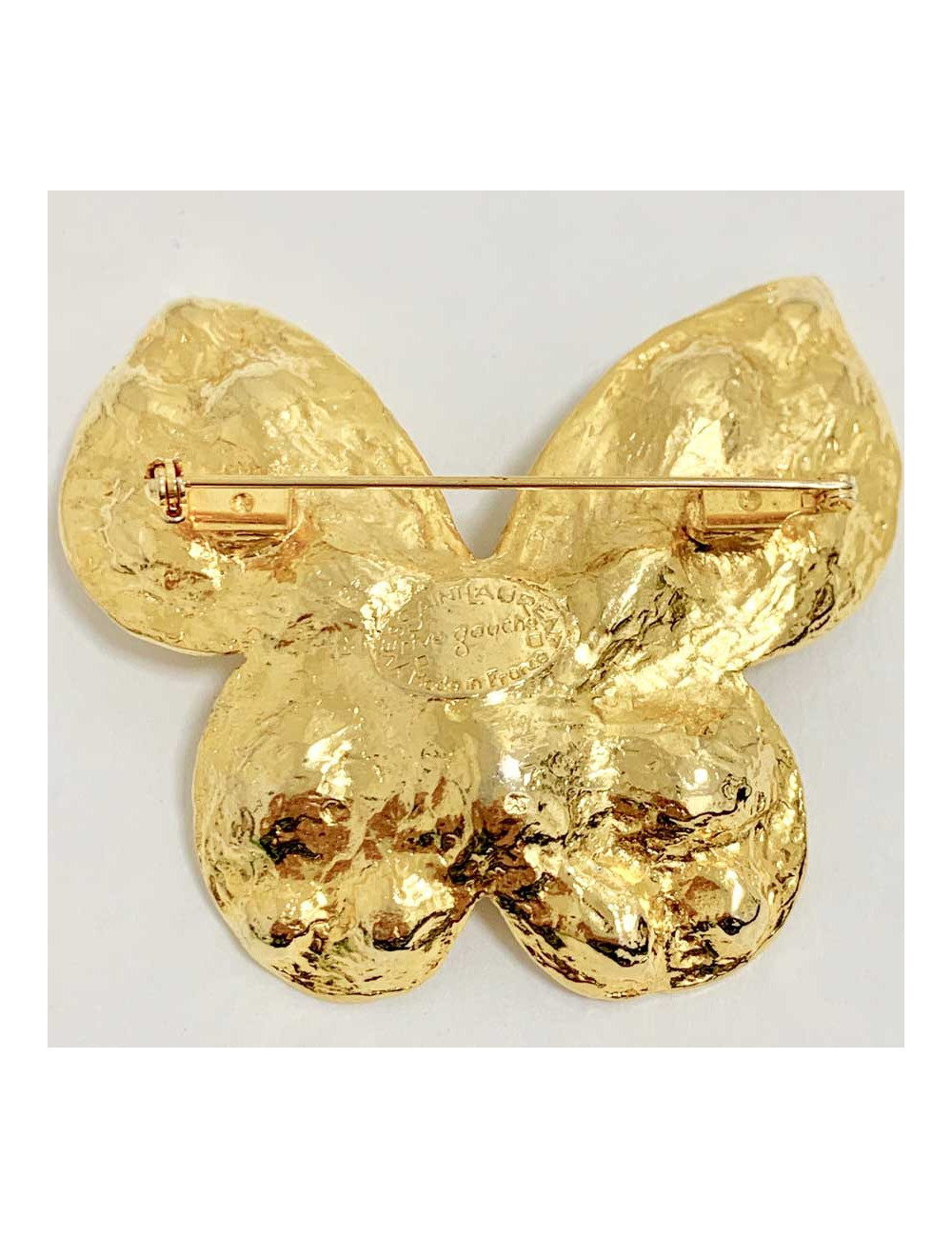 Broche Papillon SAINT LAURENT rive gauche strass et doré