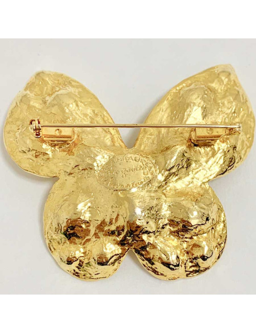 Broche Papillon SAINT LAURENT rive gauche strass et doré