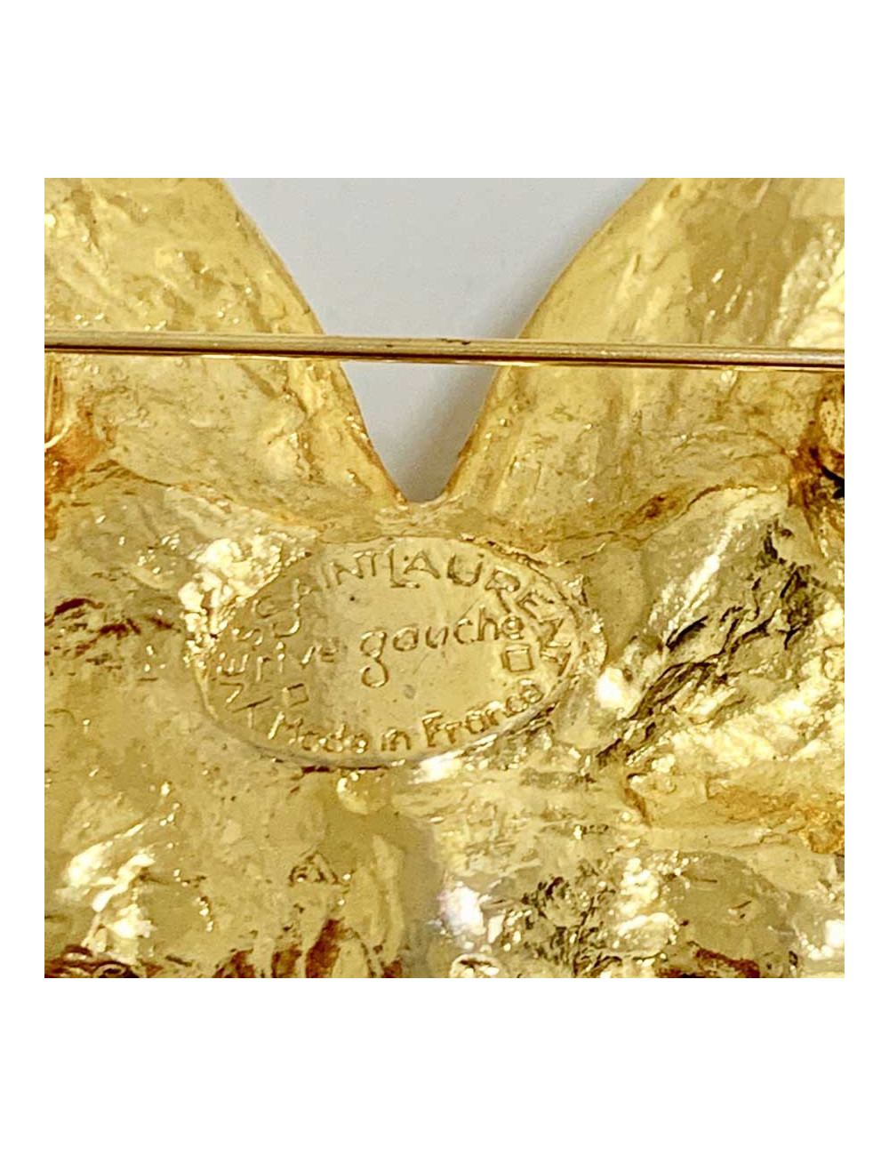 Broche Papillon SAINT LAURENT rive gauche strass et doré