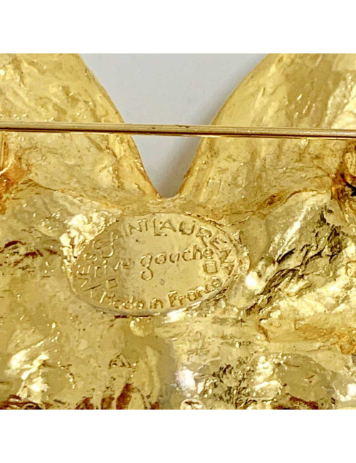 Broche Papillon SAINT LAURENT rive gauche strass et doré