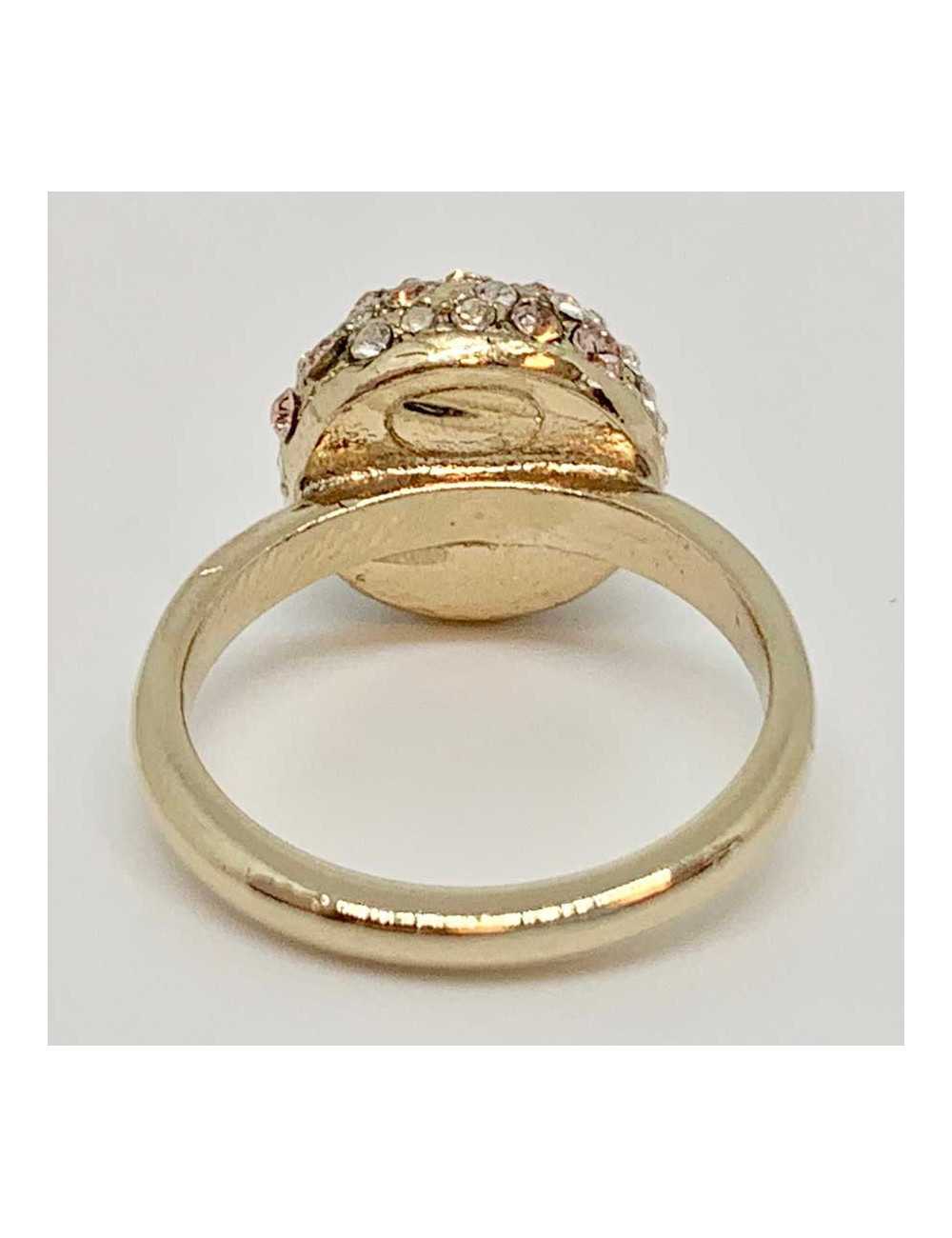 Bague strass CHANEL T52 couleur or pâle