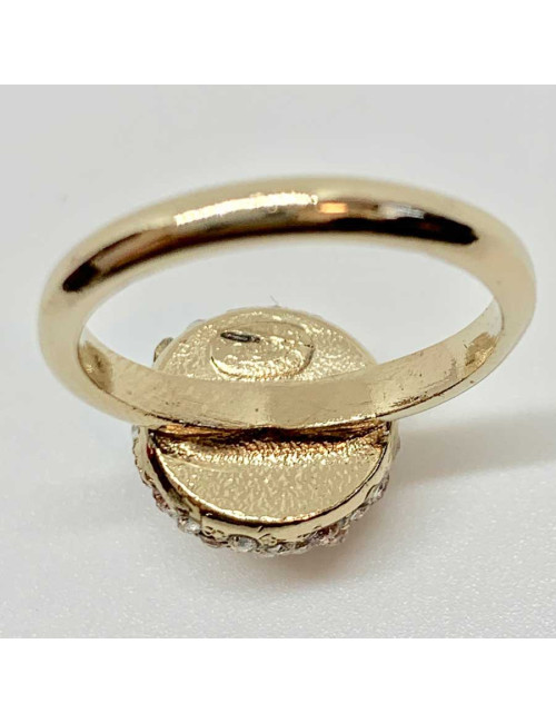 Bague strass CHANEL T52 couleur or pâle