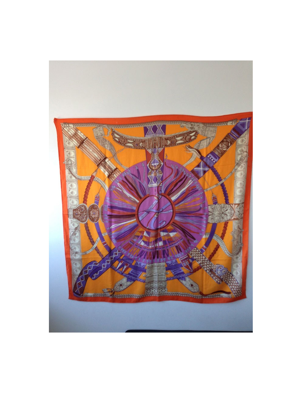 Châle HERMÈS cachemire et soie violet et orange