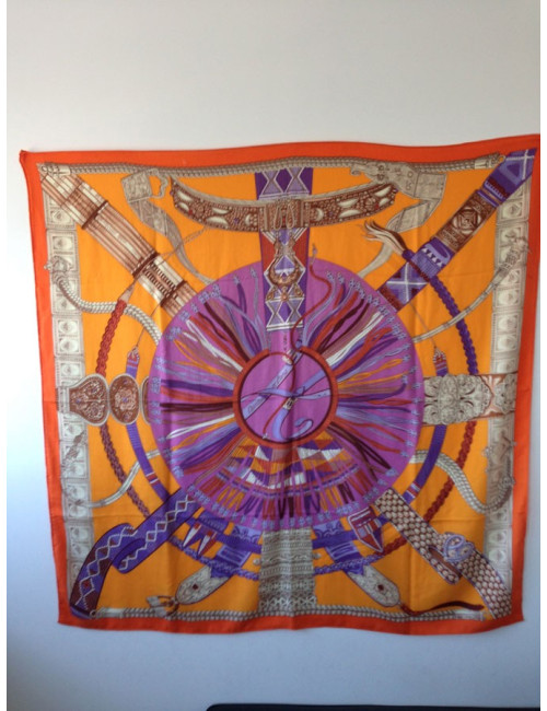 Châle HERMÈS cachemire et soie violet et orange