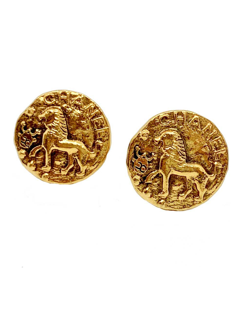 Boucles d'oreille  CHANEL  Zodiaque "Lion" Vintage