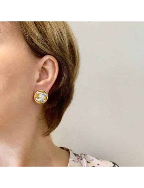Boucles d'oreille CHANEL bicolores