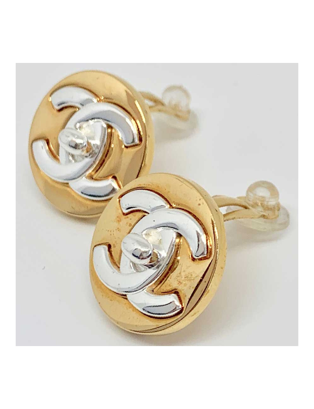 Boucles d'oreille CHANEL bicolores