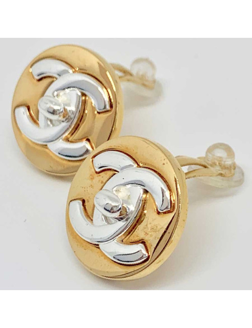 Boucles d'oreille CHANEL bicolores